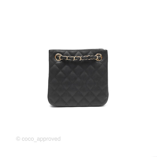 Chanel Mini Bucket Tote Black Caviar Gold Hardware 22S