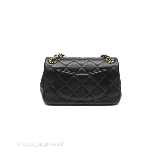 Chanel Flap Bag Black Lambskin Aged Gold Hardware 24P