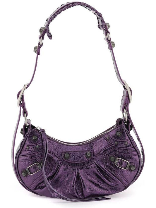 Luxury Balenciaga Metallic Le Cagol XS Lambskin Shoulder Bag Purple