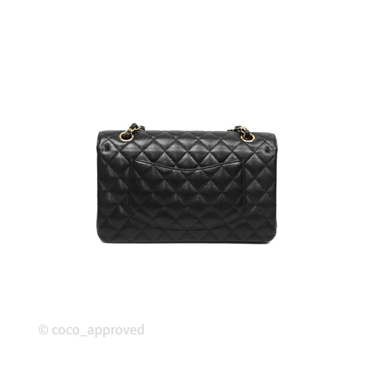 Chanel Classic M/L Medium Flap Quilted Black Caviar Gold Hardware