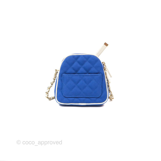 Chanel Mini Tennis Racket Clutch with Chain Blue White Cotton 23C
