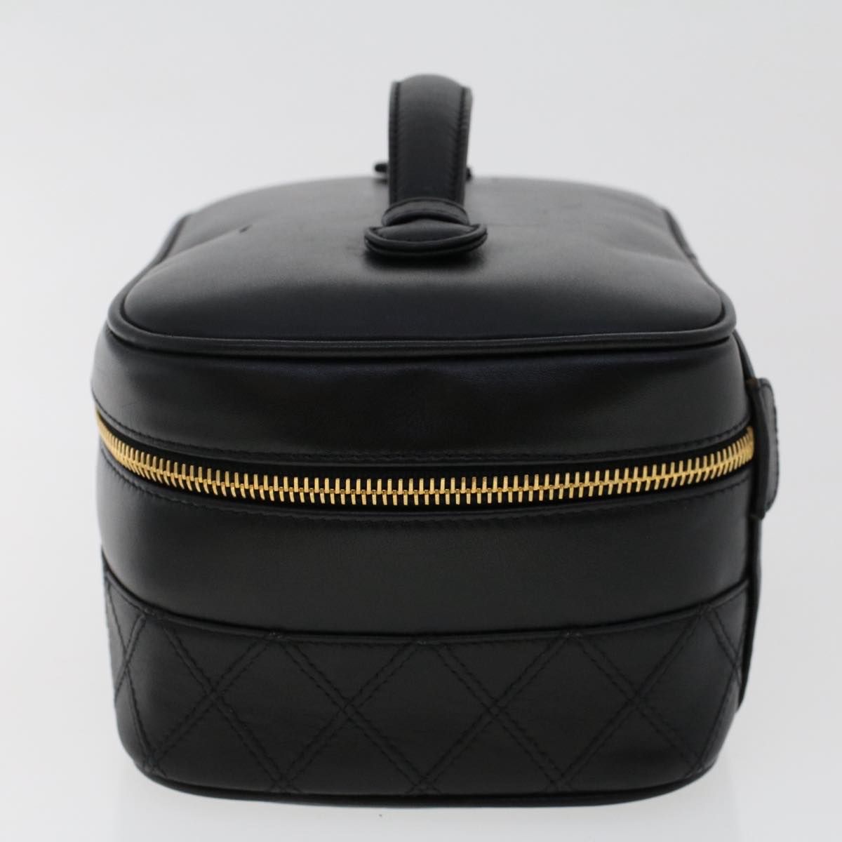 Luxury Chanel Vanity Cosmetic Pouch Lamb Skin Black CC 49400A