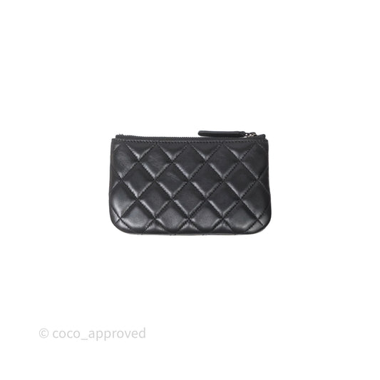 Chanel Classic Mini Quilted O Case So Black Lambskin Black Hardware