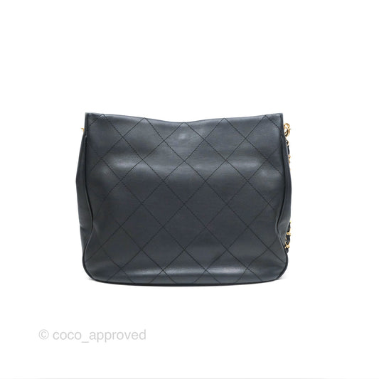 Chanel Large Hobo Tote Lambskin Black Aged Gold Hardware