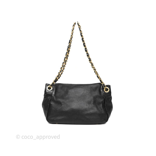 Chanel Mosaic Studs Accordion Flap Bag Black Calfskin Aged Gold Hardware
