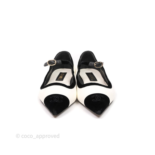 Chanel Mary Janes Flats White/Black Size 39.5