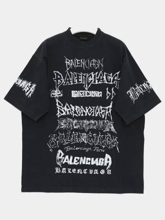 Luxury Balenciaga DIY Metal Cotton Short Sleeve T-Shirt Black