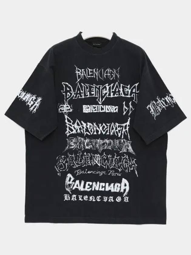 Luxury Balenciaga DIY Metal Cotton Short Sleeve T-Shirt Black