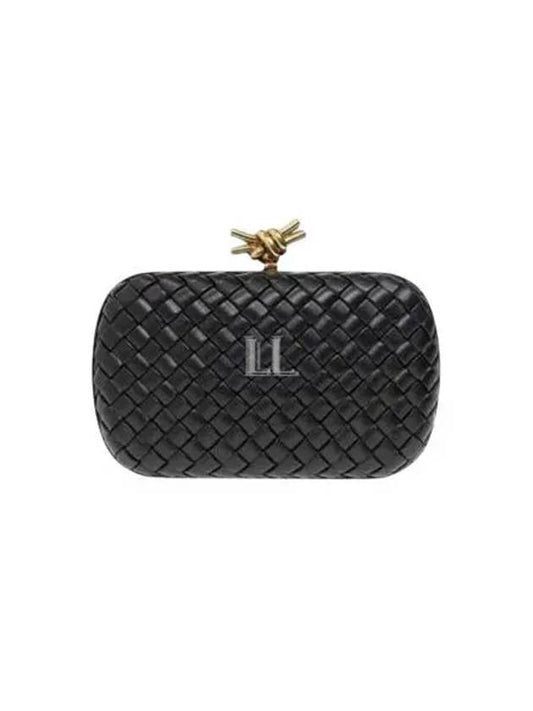 Luxury Bottega Veneta Knot Minaudiere Pouch Bag Black