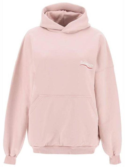Luxury Balenciaga Embroidered Logo Cotton Hoodie Light Pink