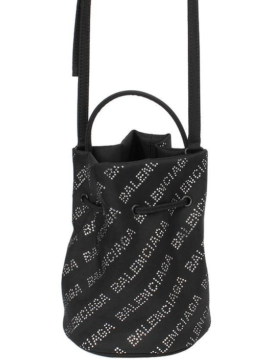 Luxury Balenciaga Crystal Logo Allover Mini Cross Bag Black