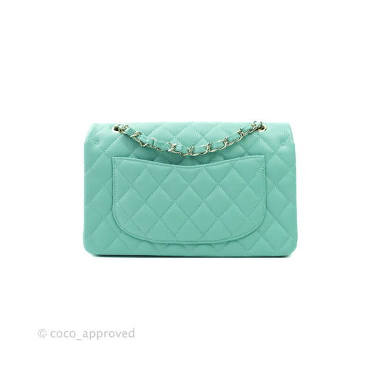 Chanel Classic Small S/M Flap Tiffany Blue Mint Caviar Gold Hardware 21S