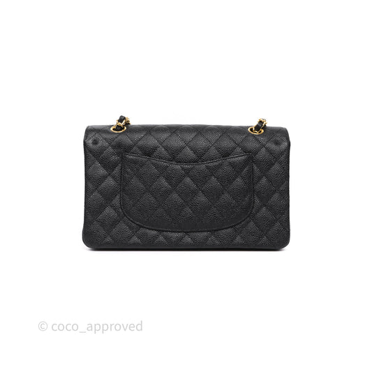 Chanel Classic M/L Medium Flap Quilted Black Caviar Gold Hardware