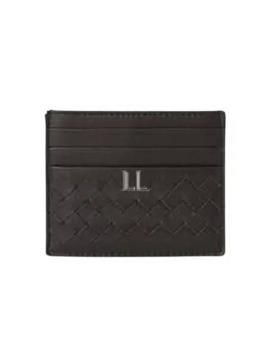 Luxury Bottega Veneta Intrecciato Card Wallet Dark Brown