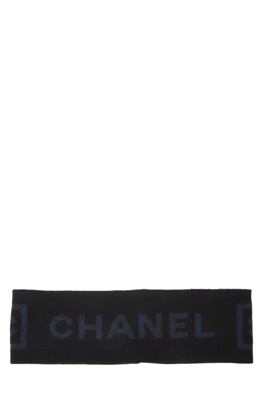 Chanel Black & Blue Wool Sport Ligne Headband, Black
