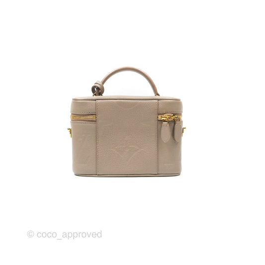 Louis Vuitton Monogram Empreinte Tourterelle Vanity PM Beige Gold Hardware