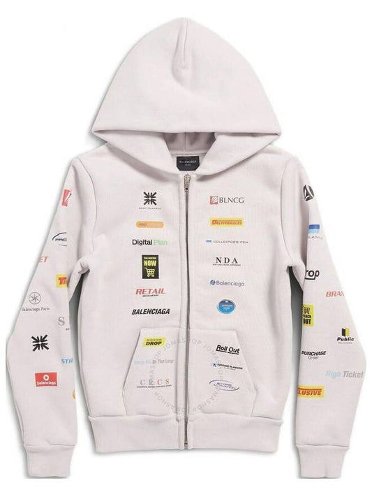 Luxury Balenciaga Business English Zip-Up Hoodie Offwhite