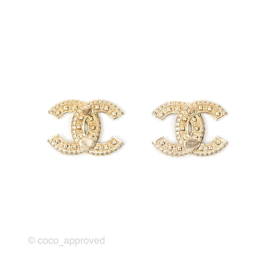 Chanel Crystal CC Earrings Gold Tone 23V