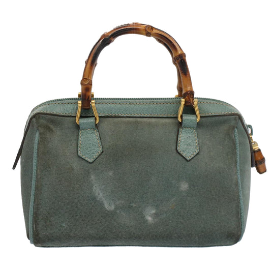 Luxury Gucci Bamboo Hand Bag Suede 2way Green 007 3444 0232 53007