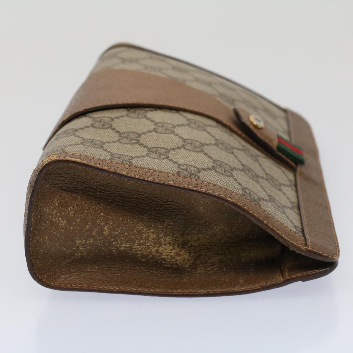 Luxury Gucci GG Supreme Web Sherry Line Clutch Bag Beige Red Green 89 01 032 53008