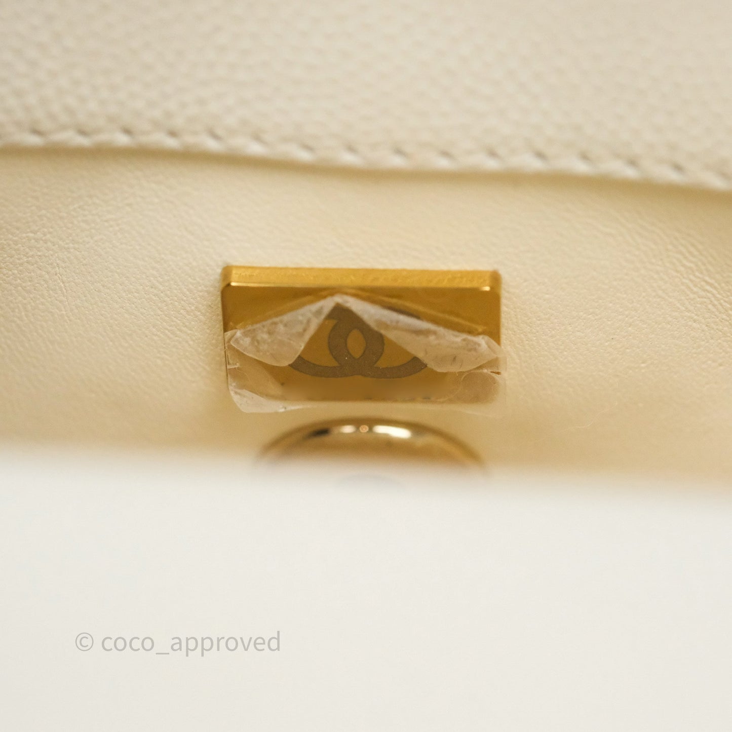 Chanel Mini Coco Handle Quilted Ivory White Caviar Gold Hardware