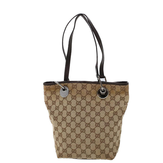 Luxury Gucci GG Canvas Tote Bag Beige Brown 53261