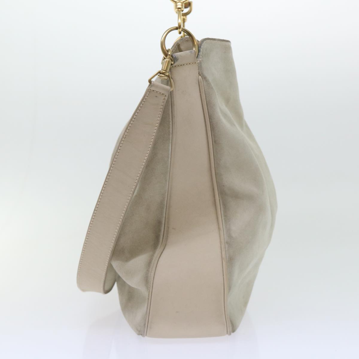 Luxury Gucci Bamboo Shoulder Bag Suede 2way Beige 53270