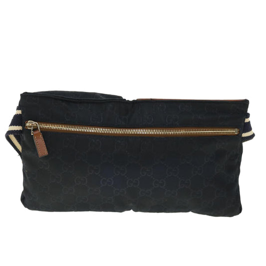 Luxury Gucci GG Canvas Sherry Line Waist bag Navy White 28566 53375
