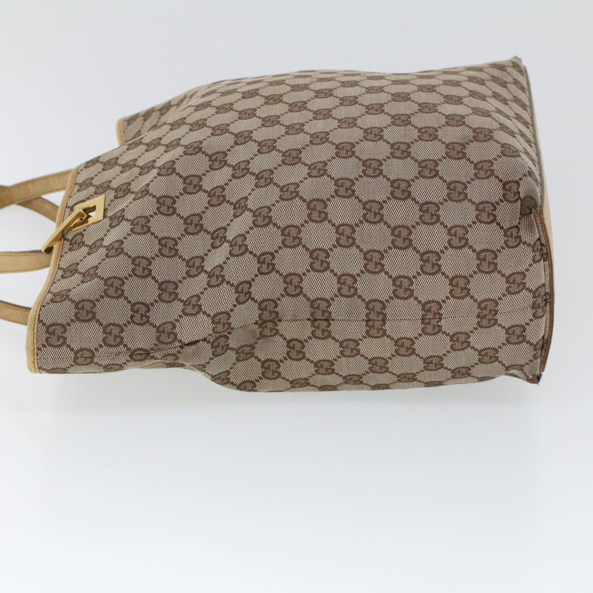 Luxury Gucci GG Canvas Hand Bag Canvas Leather Beige Brown 53661