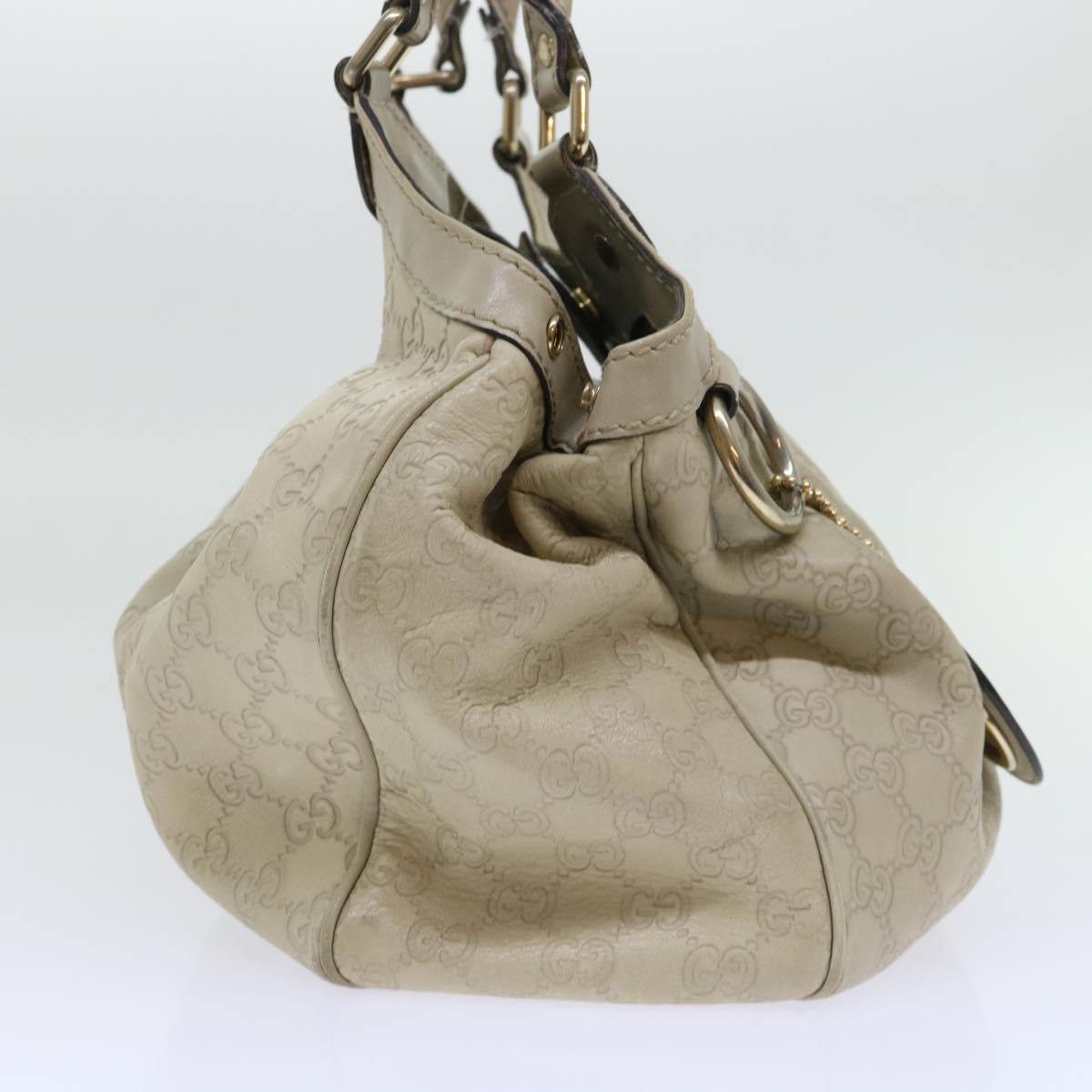 Luxury Gucci Guccissima GG Canvas Hand Bag Leather Cream Beige 53673