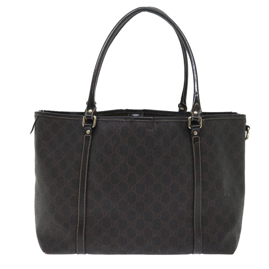 Luxury Gucci GG Canvas Tote Bag PVC Leather Brown 53675