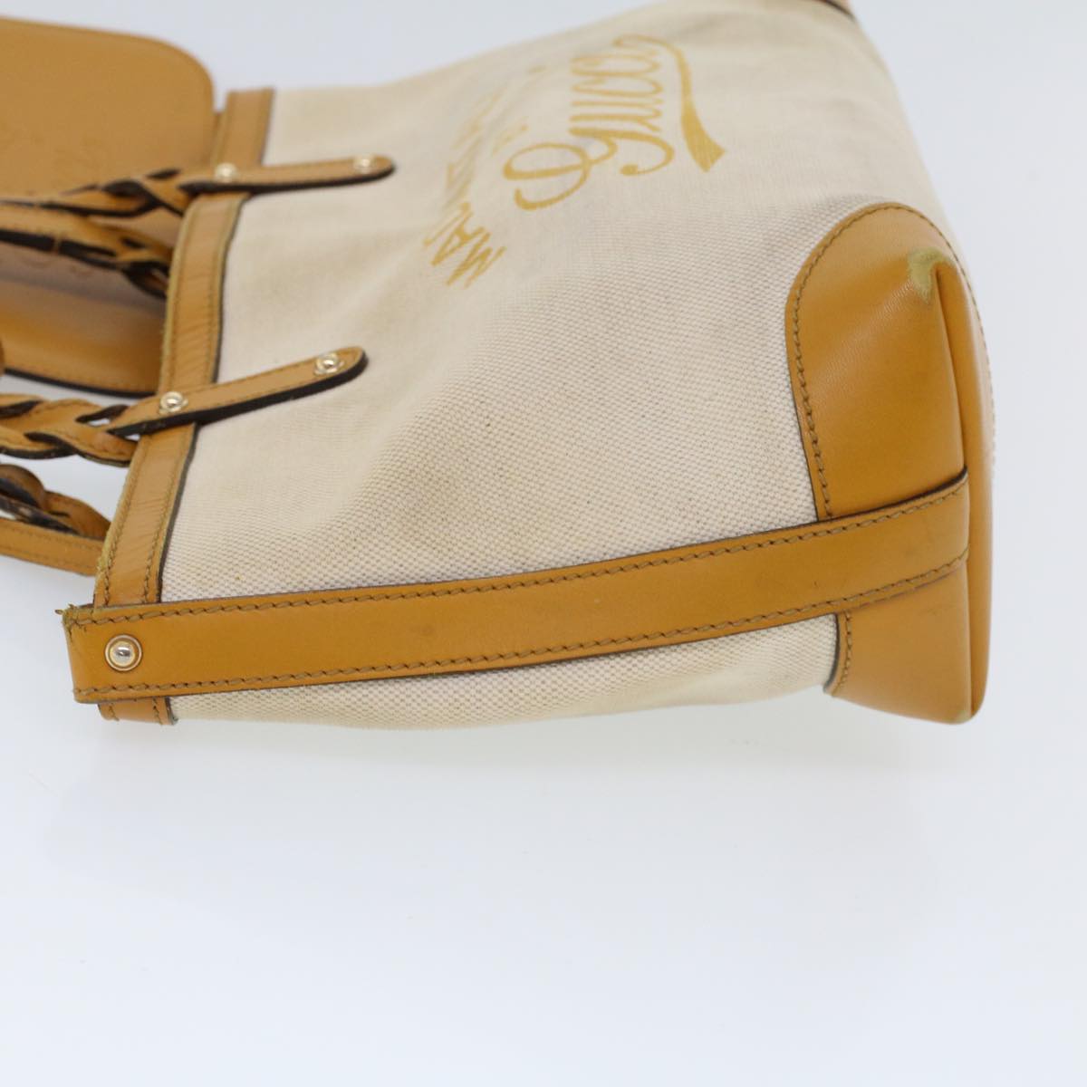 Luxury Gucci Hand Bag Canvas Leather Beige Orange 53679