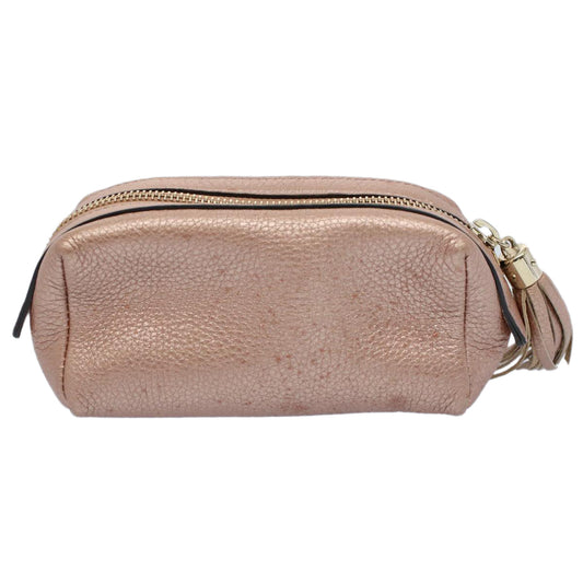 Luxury Gucci Fringe Pouch Leather Pink 308634 53804