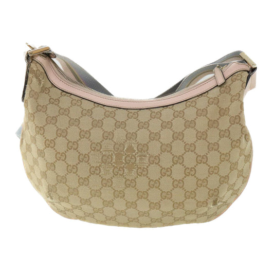 Luxury Gucci GG Canvas Sherry Line Shoulder Bag Beige Light Blue pink 181092 53844
