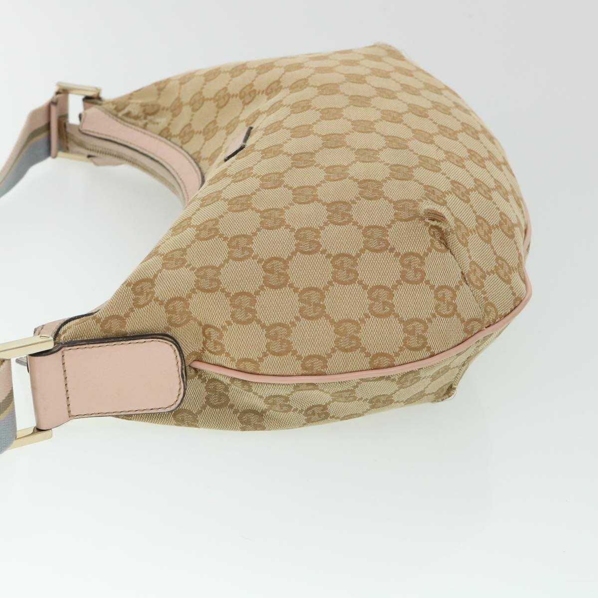 Luxury Gucci GG Canvas Sherry Line Shoulder Bag Beige Light Blue pink 181092 53844