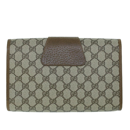 Luxury Gucci GG Canvas Web Sherry Line Clutch Bag PVC Leather Beige Green 54002