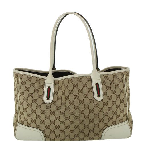 Luxury Gucci GG Canvas Web Sherry Line Tote Bag Beige Red Green 163805 54012