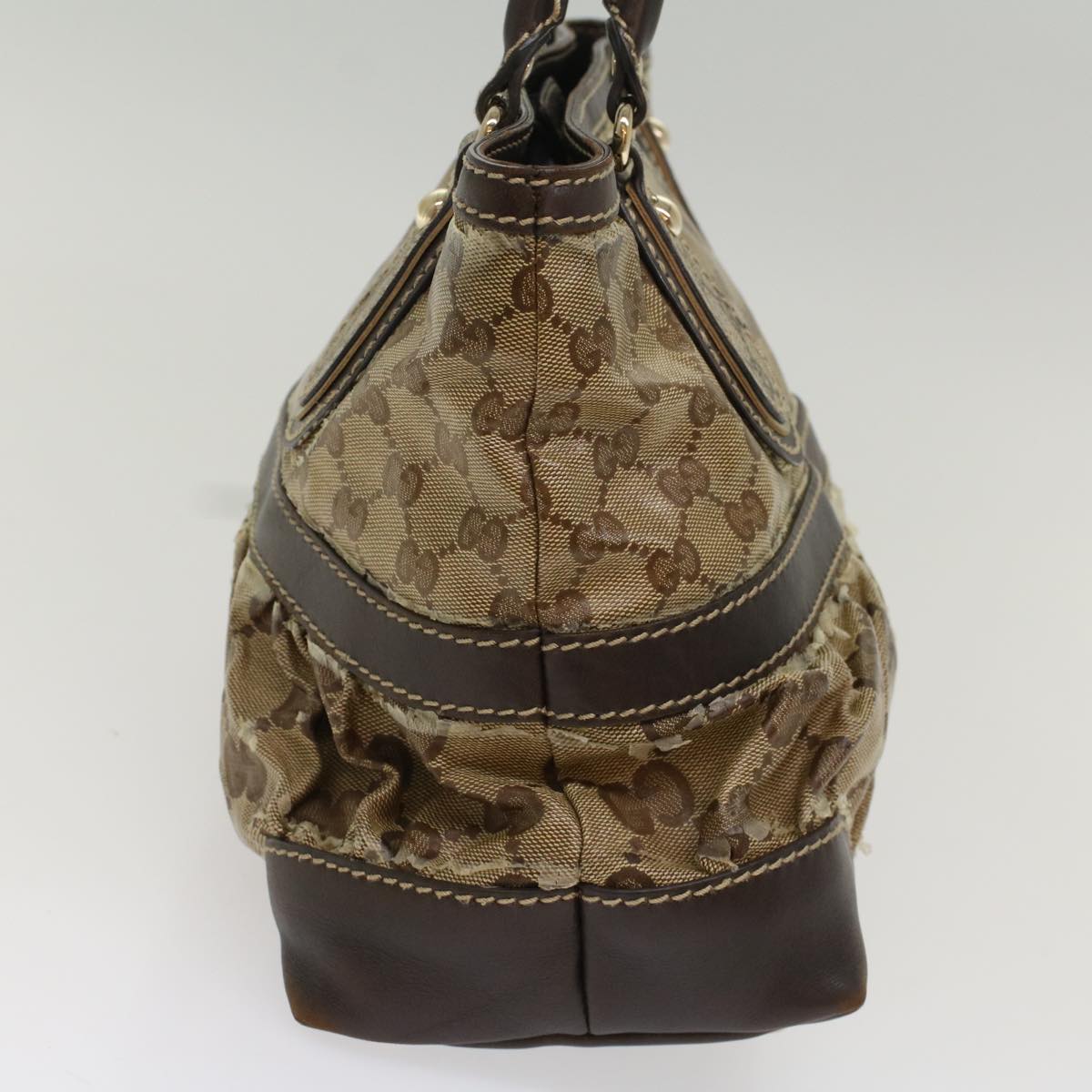 Luxury Gucci GG Crystal Hand Bag Leather Beige 223964 54016