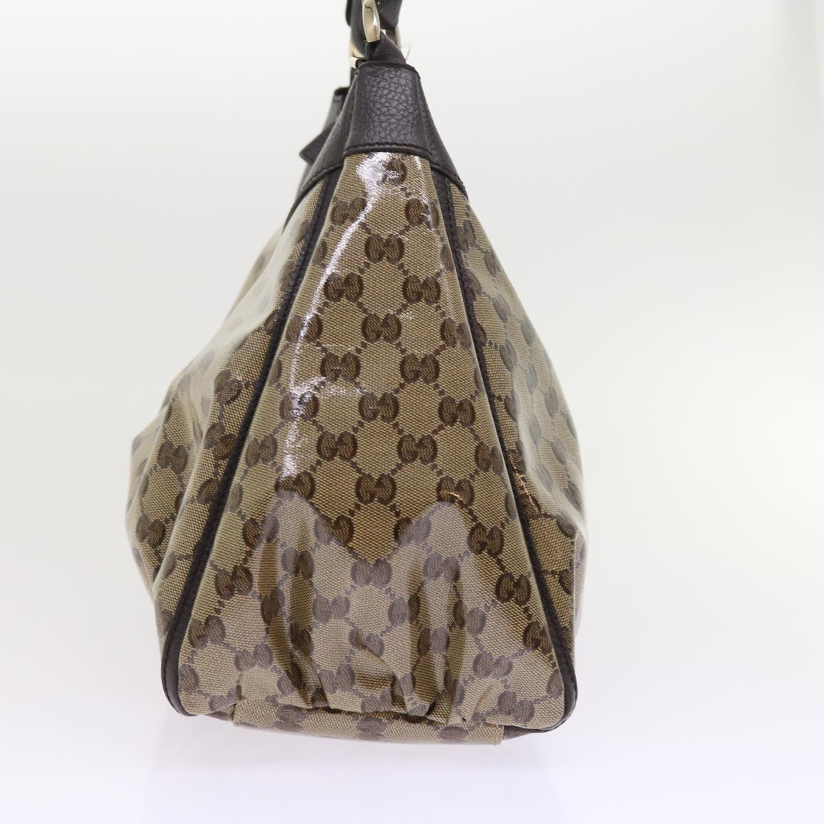 Luxury Gucci GG Crystal Shoulder Bag Leather Beige 327786 54114