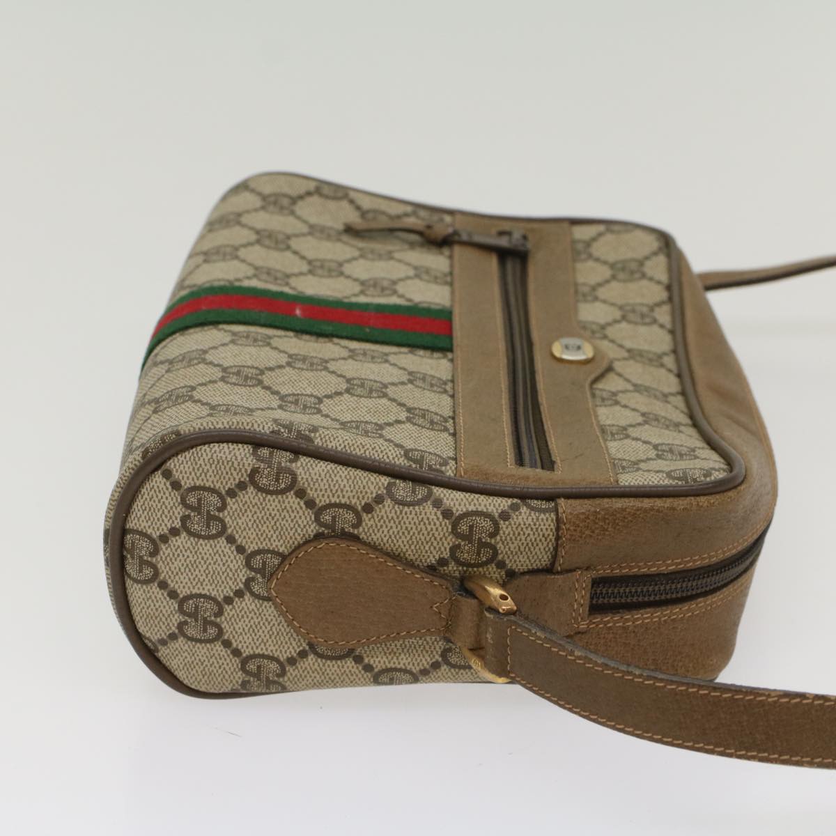 Luxury Gucci GG Canvas Web Sherry Line Shoulder Bag Beige Red 68 02 004 54127
