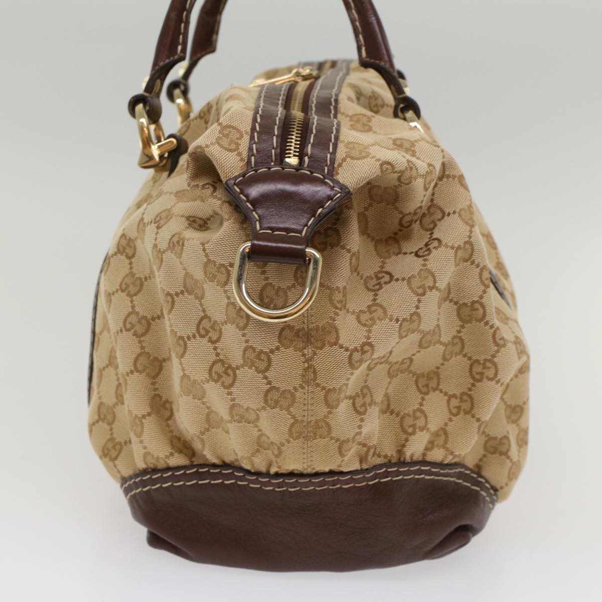 Luxury Gucci GG Canvas Hand Bag Leather Beige 189892 54132