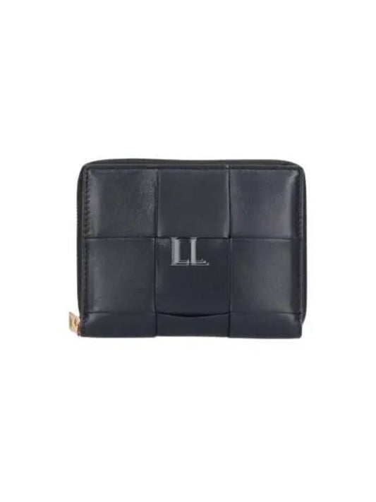 Luxury Bottega Veneta Intrecciato Zip Around Half Wallet Black