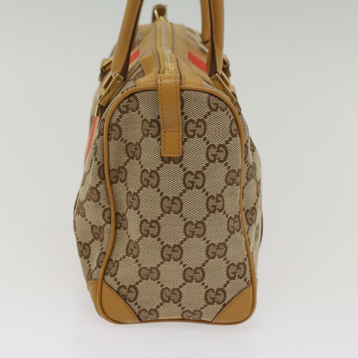 Luxury Gucci GG Canvas Sherry Line Hand Bag Beige Orange Brown 54332