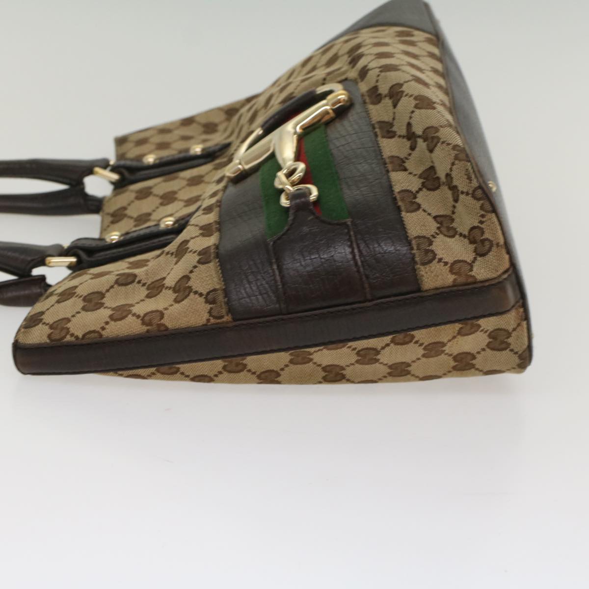 Luxury Gucci GG Canvas Web Sherry Line Tote Bag Beige Red Green 137385 54334