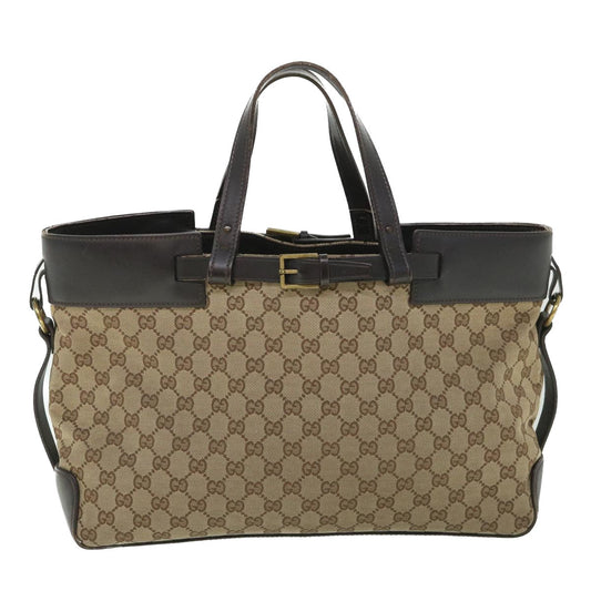 Luxury Gucci GG Canvas Hand Bag Leather Beige 106251 54335