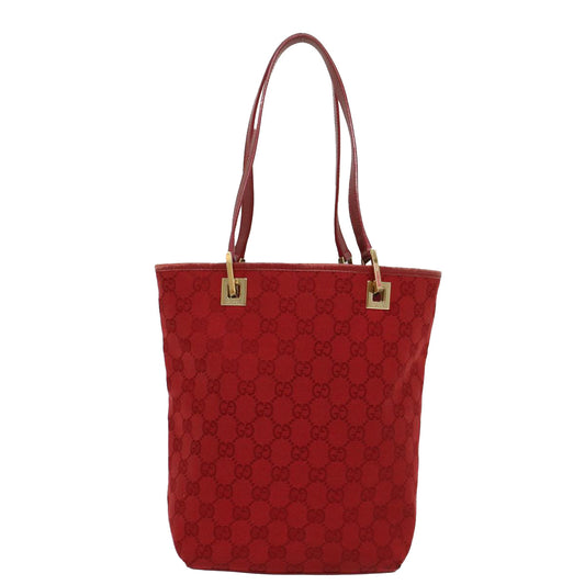 Luxury Gucci GG Canvas Tote Bag Leather Red 54426