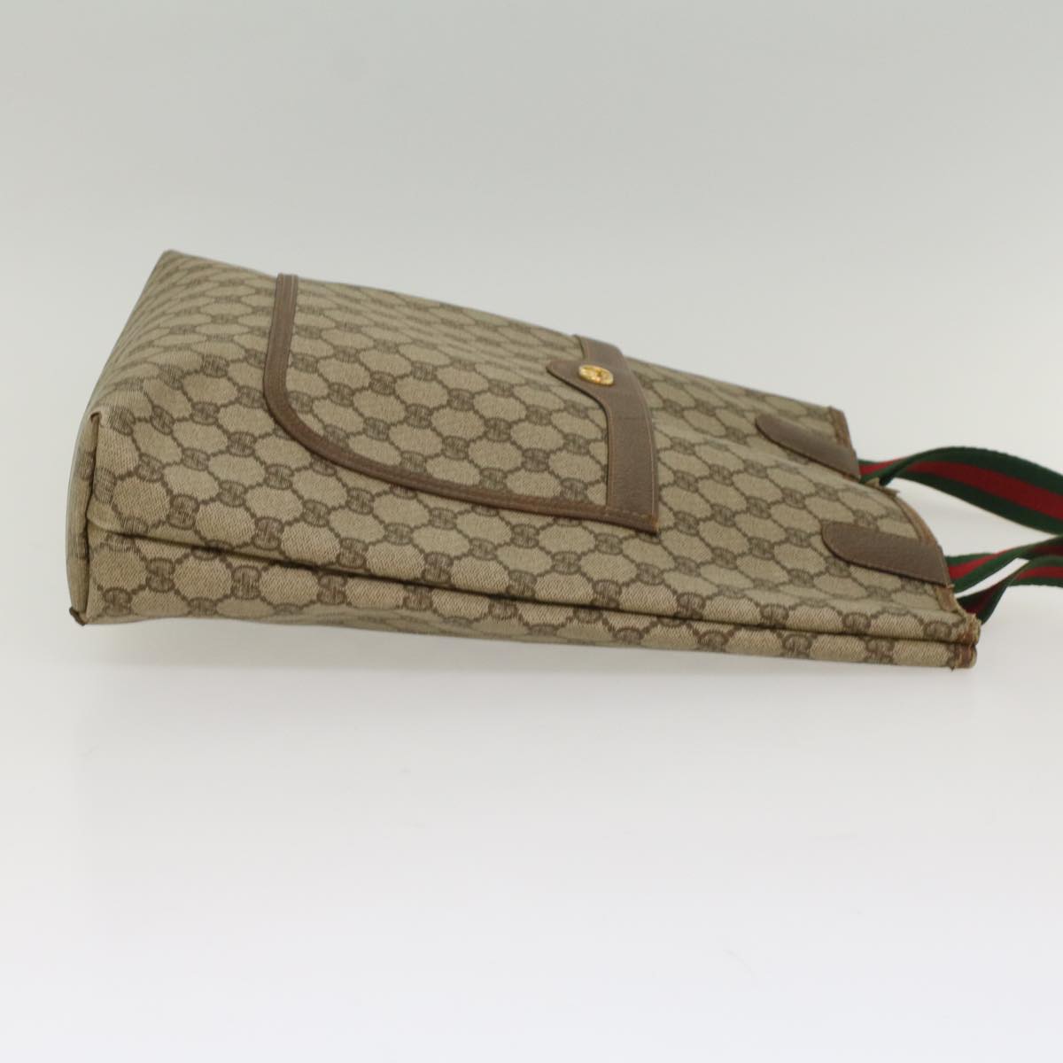 Luxury Gucci GG Supreme Web Sherry Line Tote Bag Beige Red 002 58 6487 9411 54557