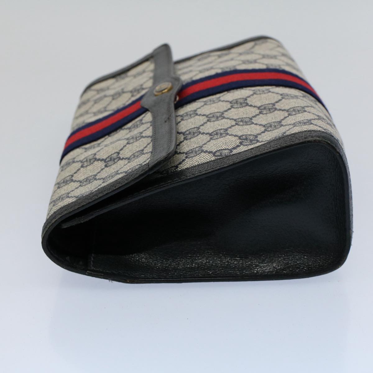 Luxury Gucci GG Canvas Sherry Line Clutch Bag Gray Red Navy 41 014 3087 30 54692
