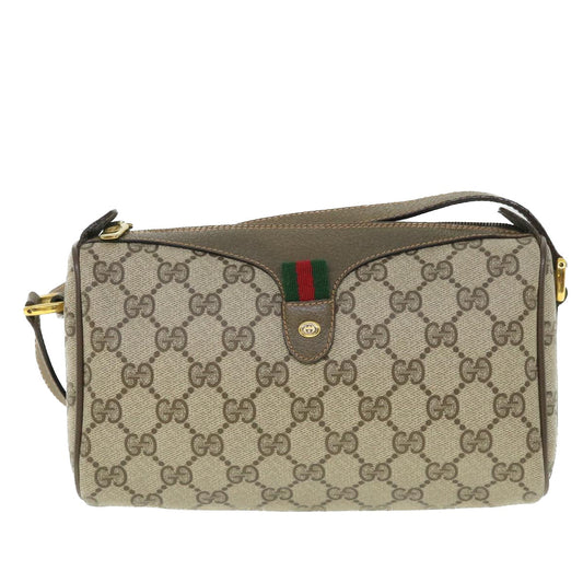 Luxury Gucci GG Supreme Web Sherry Line Shoulder Bag Beige Red 89 02 018 54694