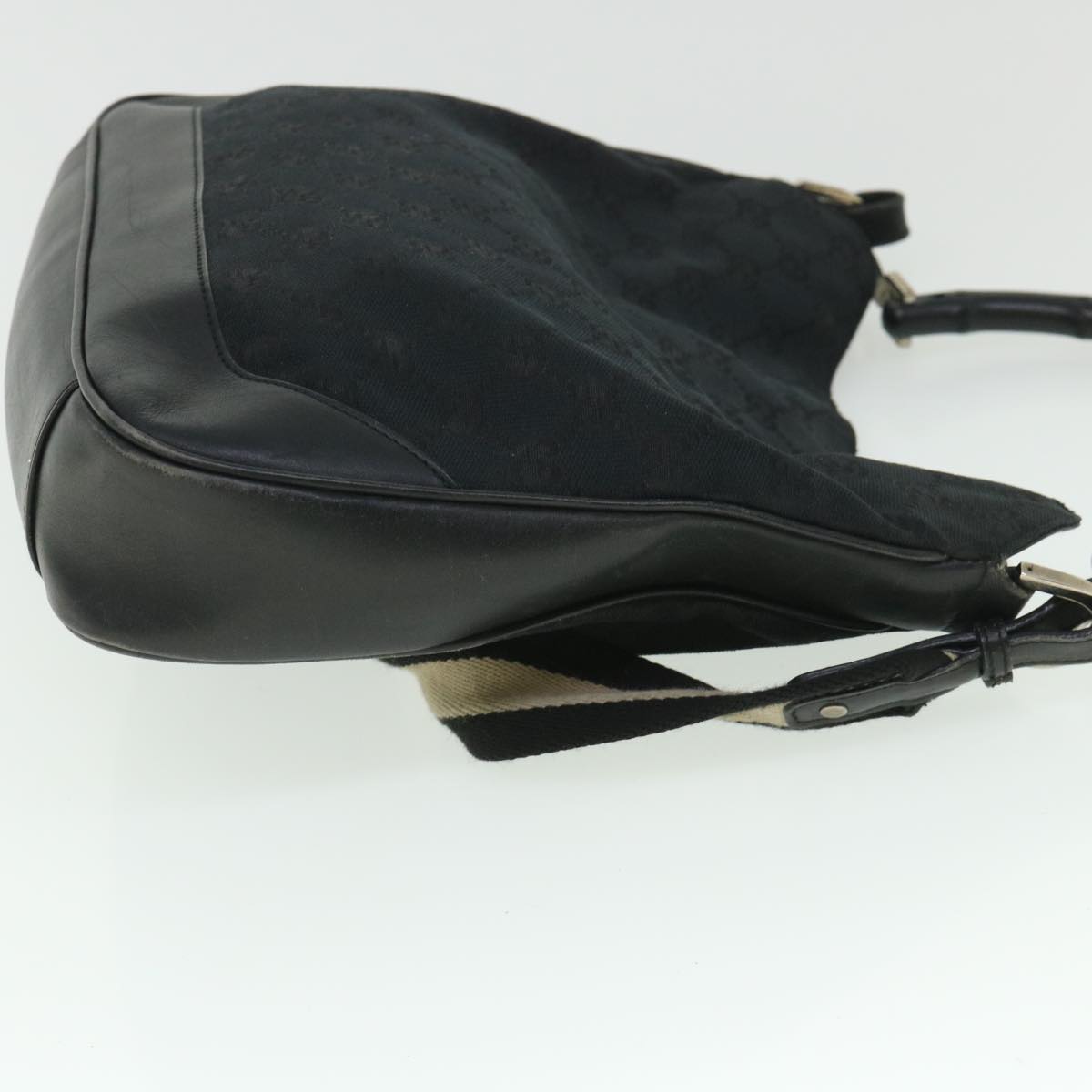 Luxury Gucci GG Canvas Sherry Line Bamboo Hand Bag 2way Black White 001 4095 54699